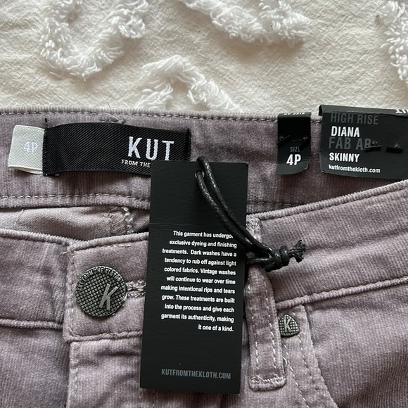 NWT Kut from the Kloth Diana skinny corduroy pants. Seal gray, size 4P. - Picture 4 of 8